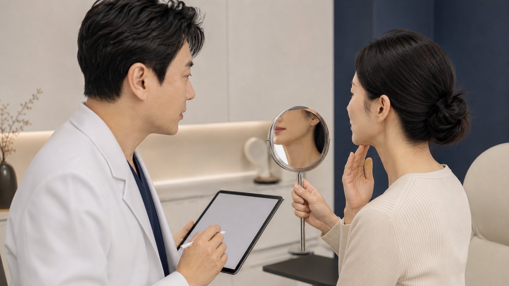 리프팅 시술 후 경과 확인 장면
